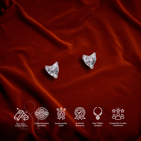 Classic Heart Zircon Earings made in 925Silver