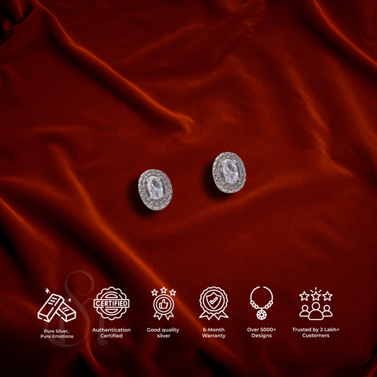 Classic Oval Zircon Earings made in 925 Silver
