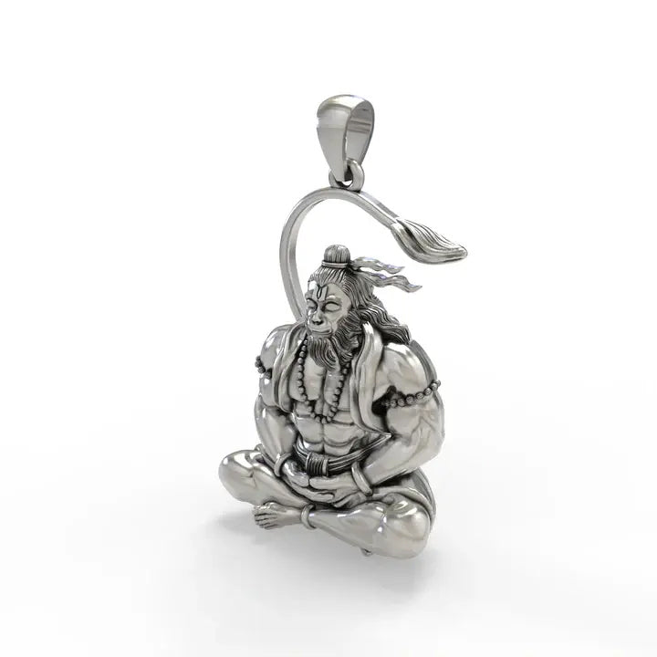 925 Silver Hanuman Meditation Pendant