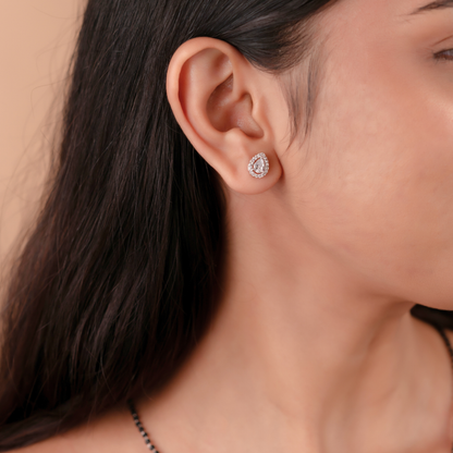 Silver Pear Mangalsutra Set with Zircons