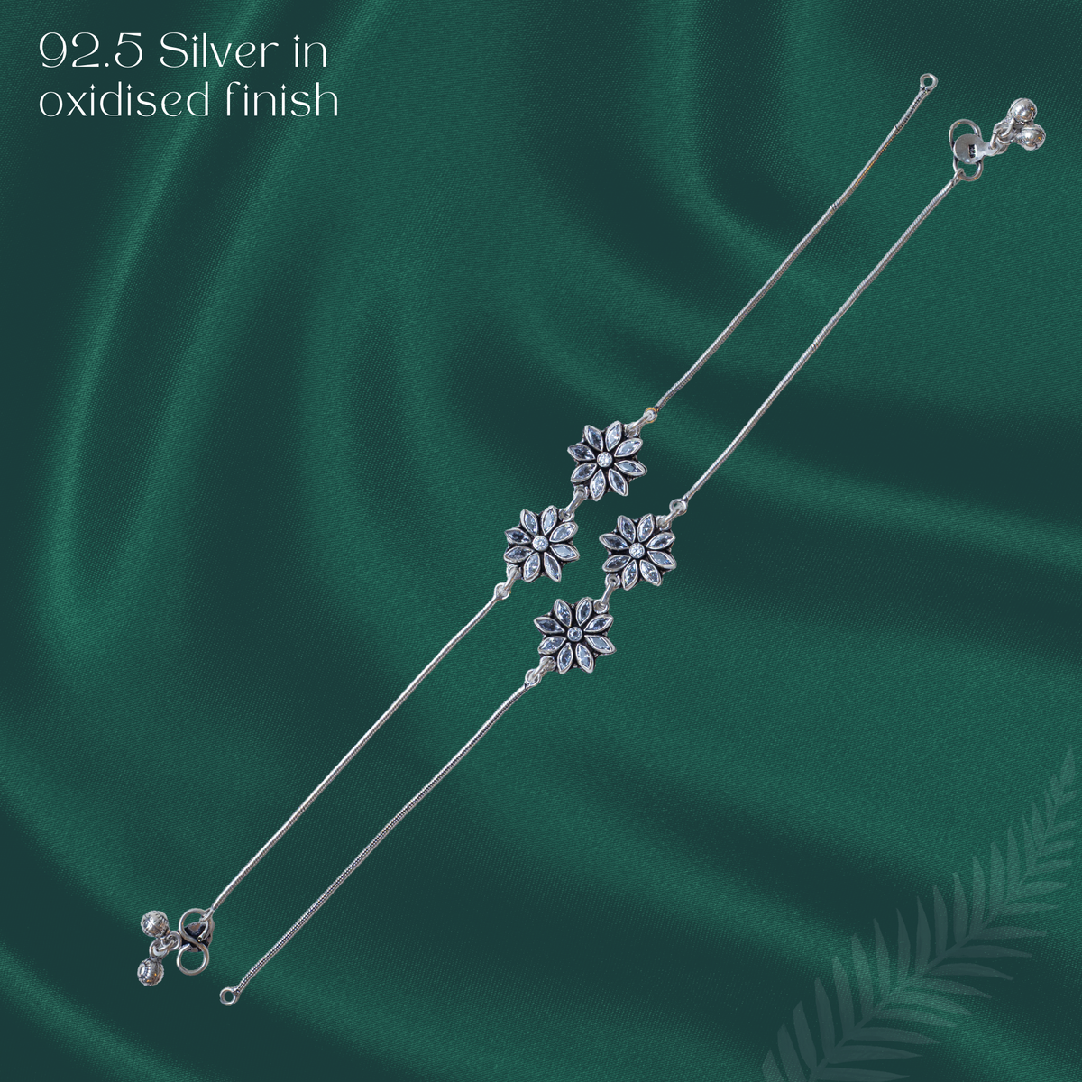 Silver Oxidised Star Anklet