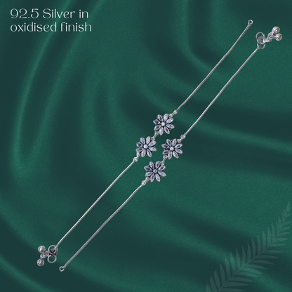 Silver Oxidised Star Anklet