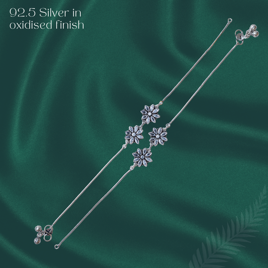 Silver Oxidised Star Anklet