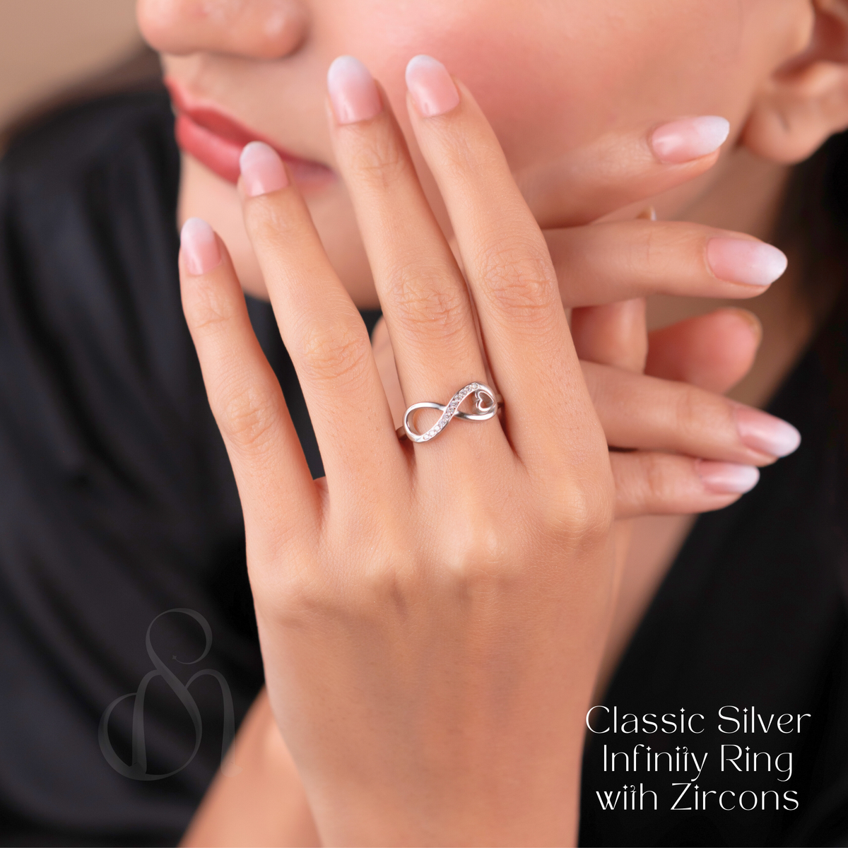 Classic Silver  Infinity Ring with Zircons
