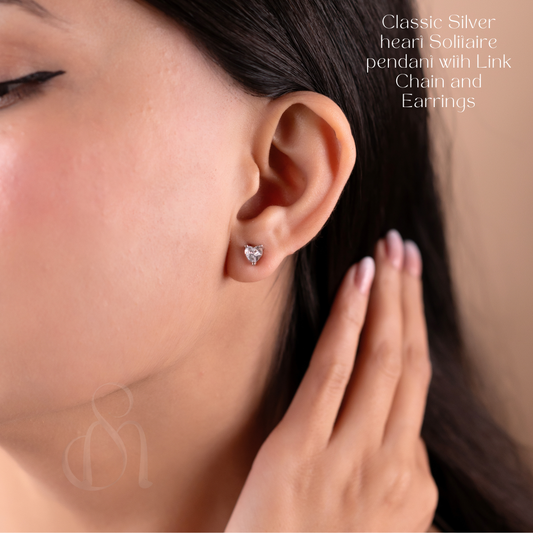 Classic Heart Zircon Earings made in 925Silver